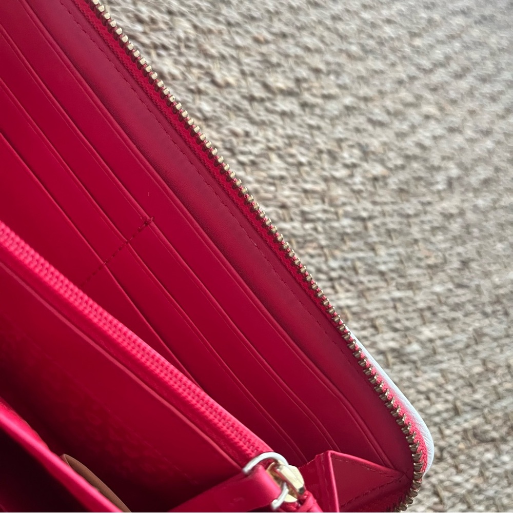 Kate Spade Poppy Pink and White Tasselled Leather Clutch - Picture 10 of 13